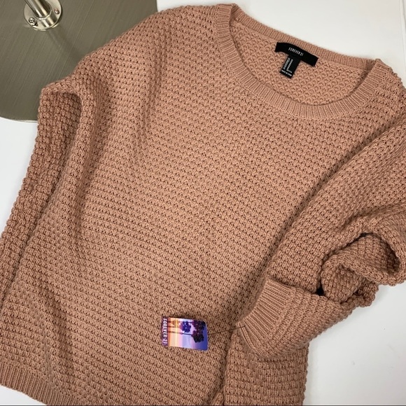 Forever 21 Pink Beige Cable Knit Sweater Size Medium NWT - Picture 7 of 9